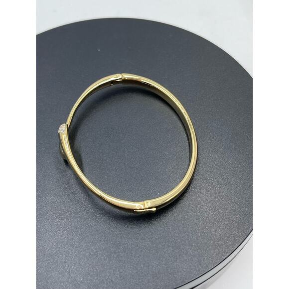 Skagen Gold Plated Hinged Pave knob ends Crossover Pebble Bangle Bracelet - Picture 9 of 13